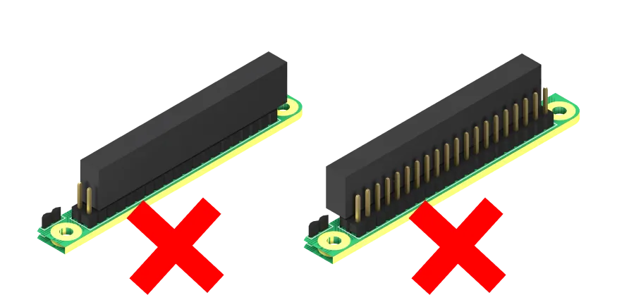 The board shifted by one row of pins: wrong