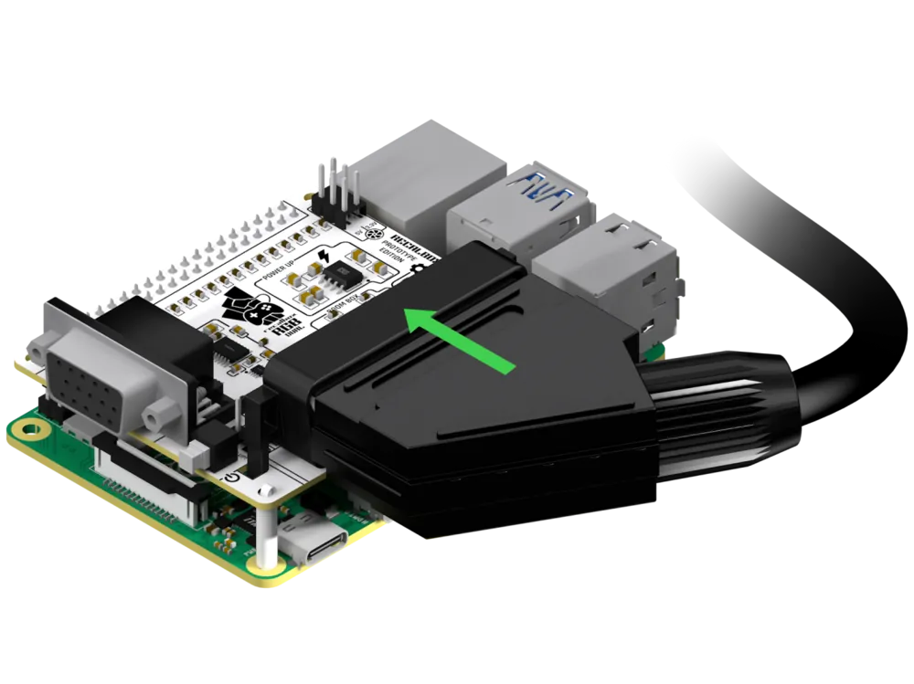 A SCART cable plugged into the board