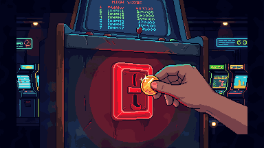 A single coin going into the slot