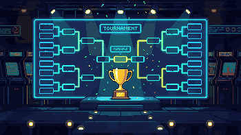 A trophy in front of a lit bracket