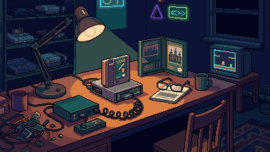 A cartridge read on a desk into a Recalbox, its box open beside it