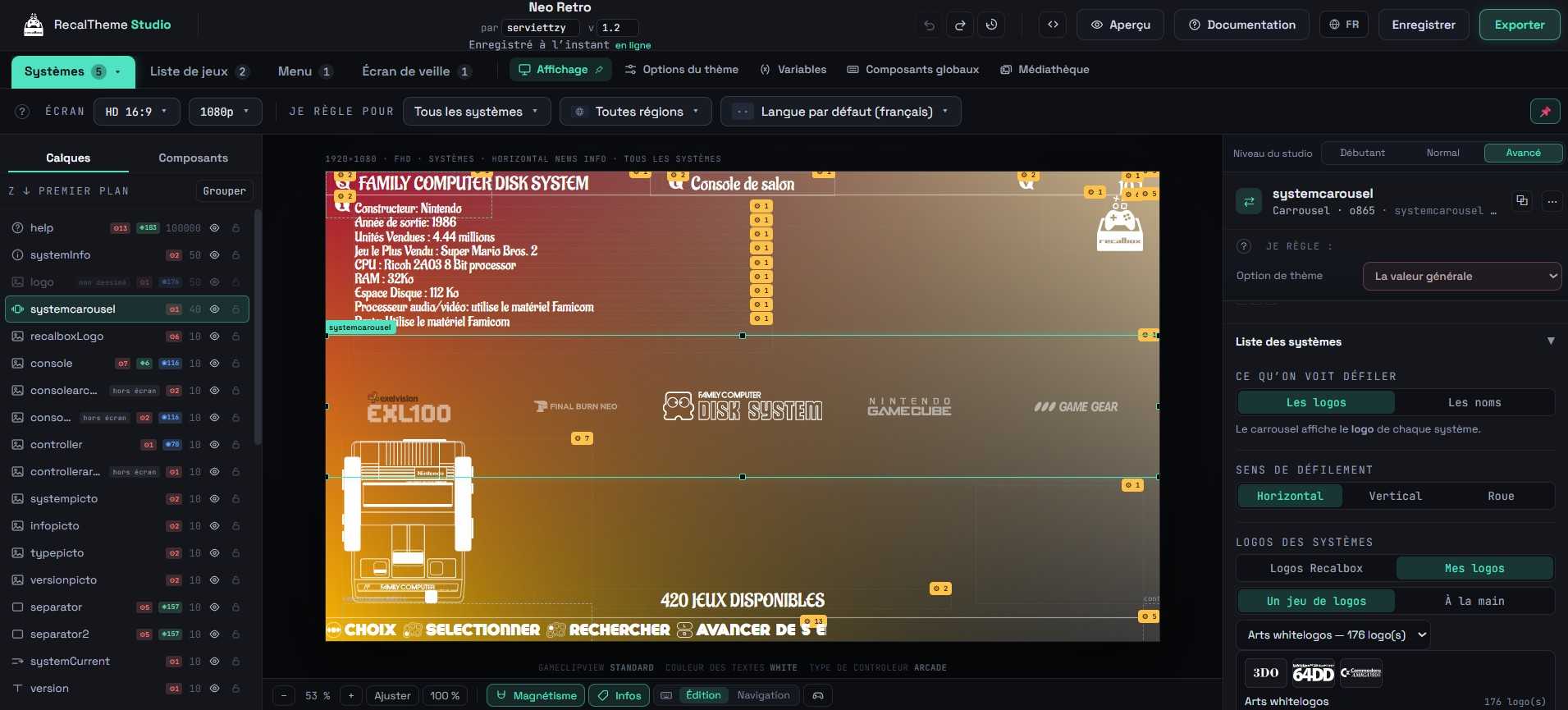 RecalTheme Studio: create your custom Recalbox theme, without limits