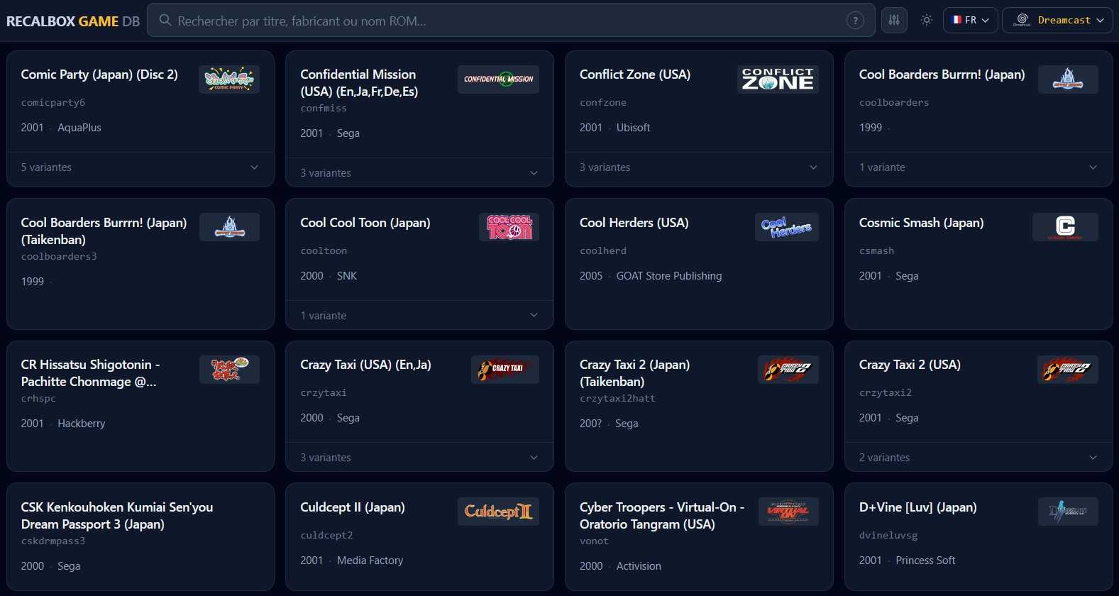 Recalbox Game Data Base : la base de données s'étend à tous les systèmes