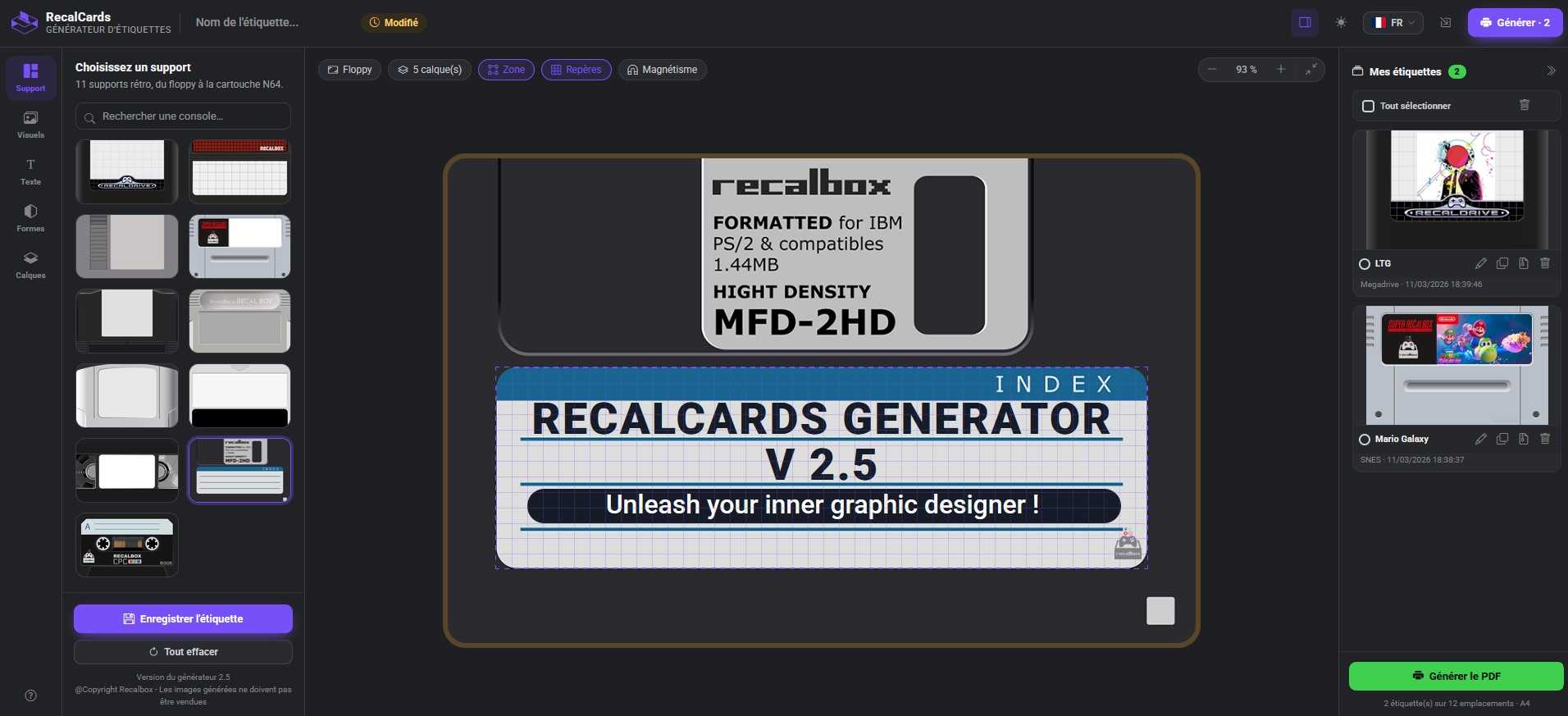 RecalCards Generator V2.5: become the graphic designer of your own cards